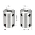 thumbnail image 2 of 6.35mm to 8mm Bore Rigid Coupling 25mm Length 18mm Diameter Aluminum Alloy Shaft Couplers Connector Silver 4pcs, 2 of 3