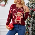 thumbnail image 1 of Suéter informal de Navidad para mujer, suéter de otoño/invierno, jersey de manga larga con patrón de hombre de jengibre, 1 of 4