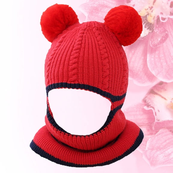 Raindrops Warm Woolen Hat for Children Made of Comfortable Wool Yarn Red Color Great for Autumn Use