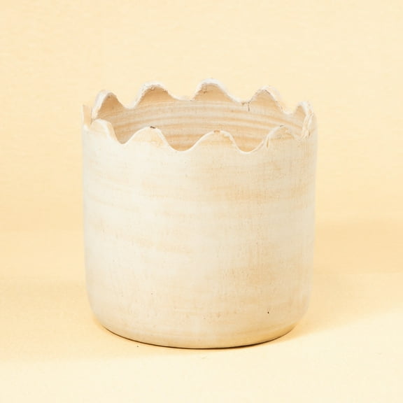 BIDK Home Large Wave Accent Pot - 15" - Beige