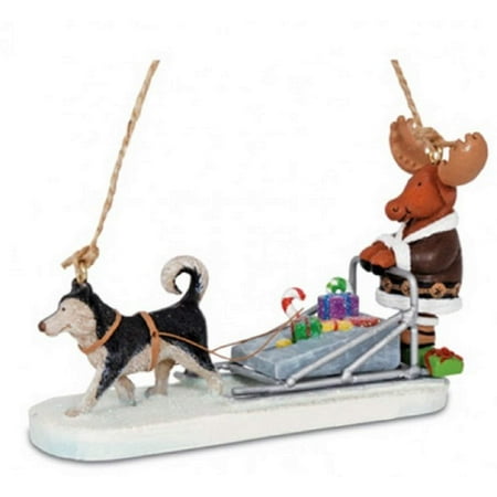 Cape Shore Moose Driving a Dog Sled Carrying Presents Ornament