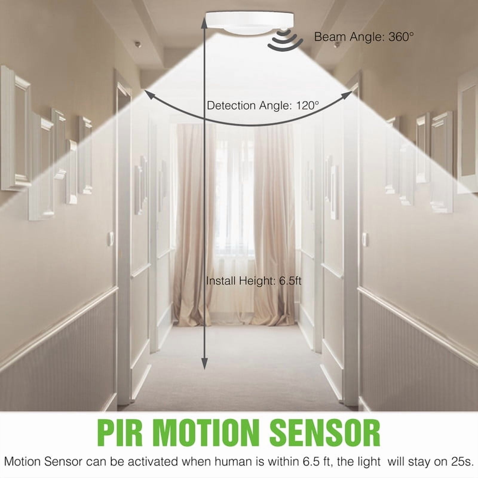 Lucere Motion Sensor LED Ceiling Light, 6inch 120V LED Flush Mount Round Lighting Fixture, 10W 700lm LED Closet Light for Indoor/Outdoor, Porches, Closet Rooms, Stairs, Hallways, 5000K Daylight White