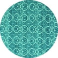 thumbnail image 1 of Ahgly Company Indoor Round Abstract Turquoise Blue Modern Area Rugs, 3' Round, 1 of 4