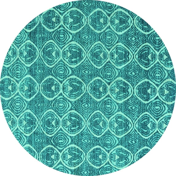 Ahgly Company Indoor Round Abstract Turquoise Blue Modern Area Rugs, 3' Round