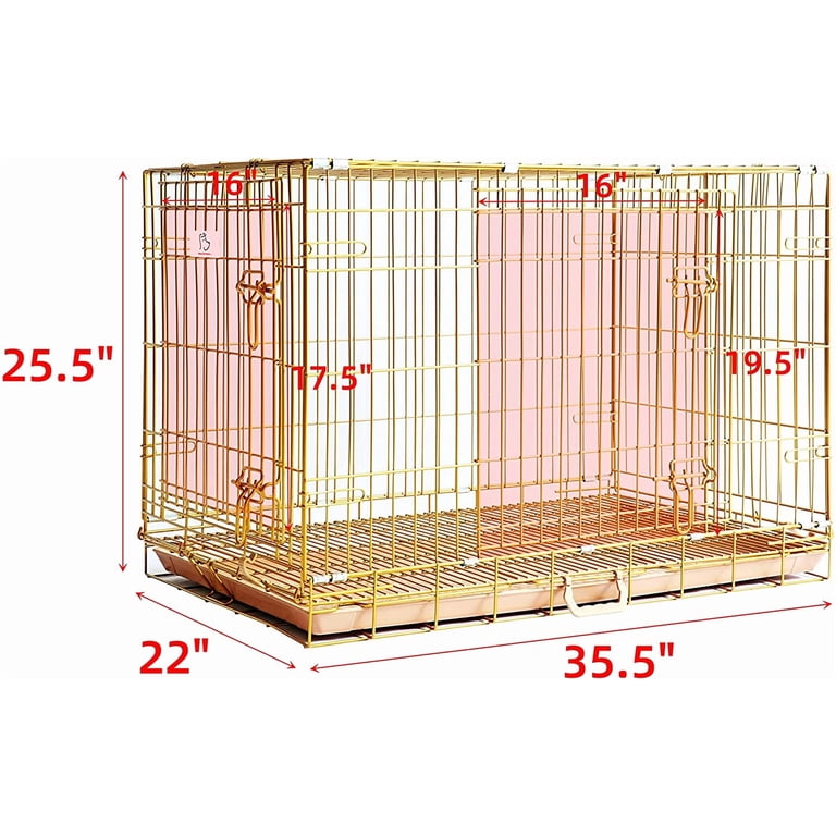 Homey Pet Gold Wire Metal Dog Crate with Double-Door, Removable