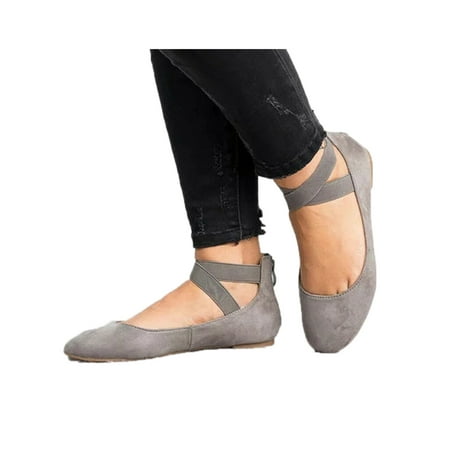 

UPAIRC Women Ballet Ballerina Dance Shoes Ankle Strap Slip On Flat Sandals Shoes