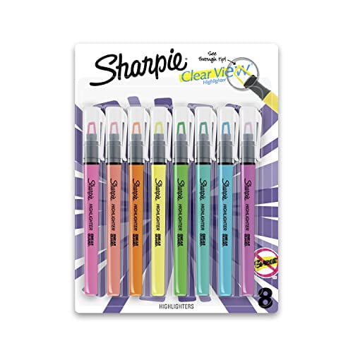 Sharpie Highlighter, Clear View Highlighter with SeeThrough Chisel Tip