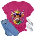 thumbnail image 5 of Tisuna Mardi Gras T Shirt For Women Fashion Print Short Sleeve Crew Neck Tops Casual Comfortable Ladies Festival Pullover Outfits Hot Pink, 5 of 5