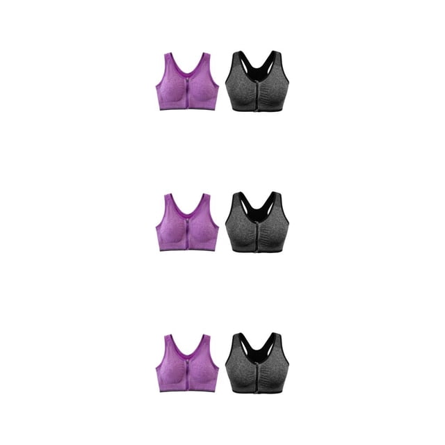 kurtrusly 2pieces Versatile Performance With Wide Application Sports Bra Seamless gray+purple L 3Set