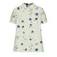 thumbnail image 4 of JTZGDY Plus Size Women Linen Shirts Dressy Casual Floral Printed Summer Short Sleeve Oversized Lapel Collared Round Neck Graphic T-Shirts Top Loose Fit Business Work Tunic Blouse Multicolor#31 L, 4 of 7