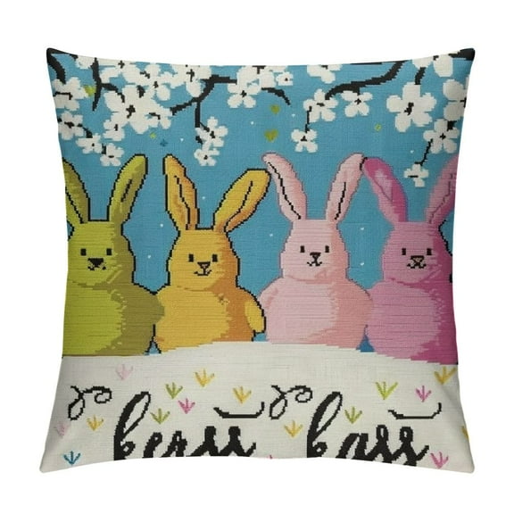 PHYHOO Easter Pillow CoversHappy Easter Decor Hello My Peeps Pillow Covers Easter Decorative Outdoor Throw Pillow Covers Cushion Case