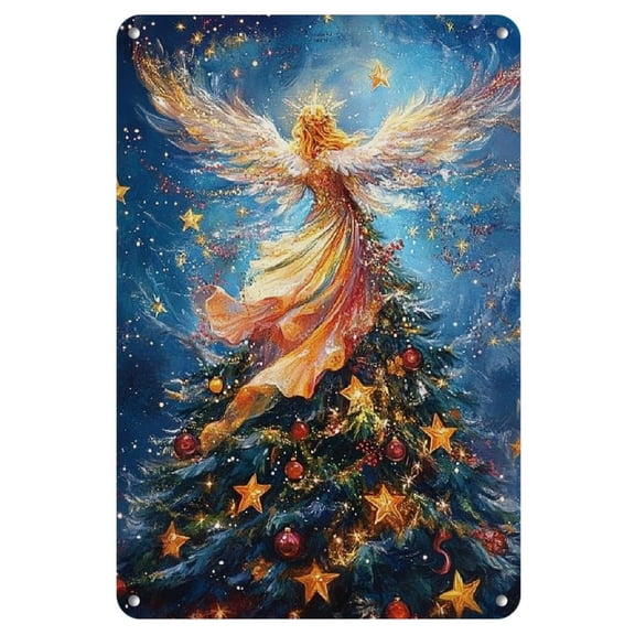 1pc Iron Angel of Light Christmas Metal Sign - Durable Iron, Faux Art for Home & Garden Decor Perfect Gift Idea (es)