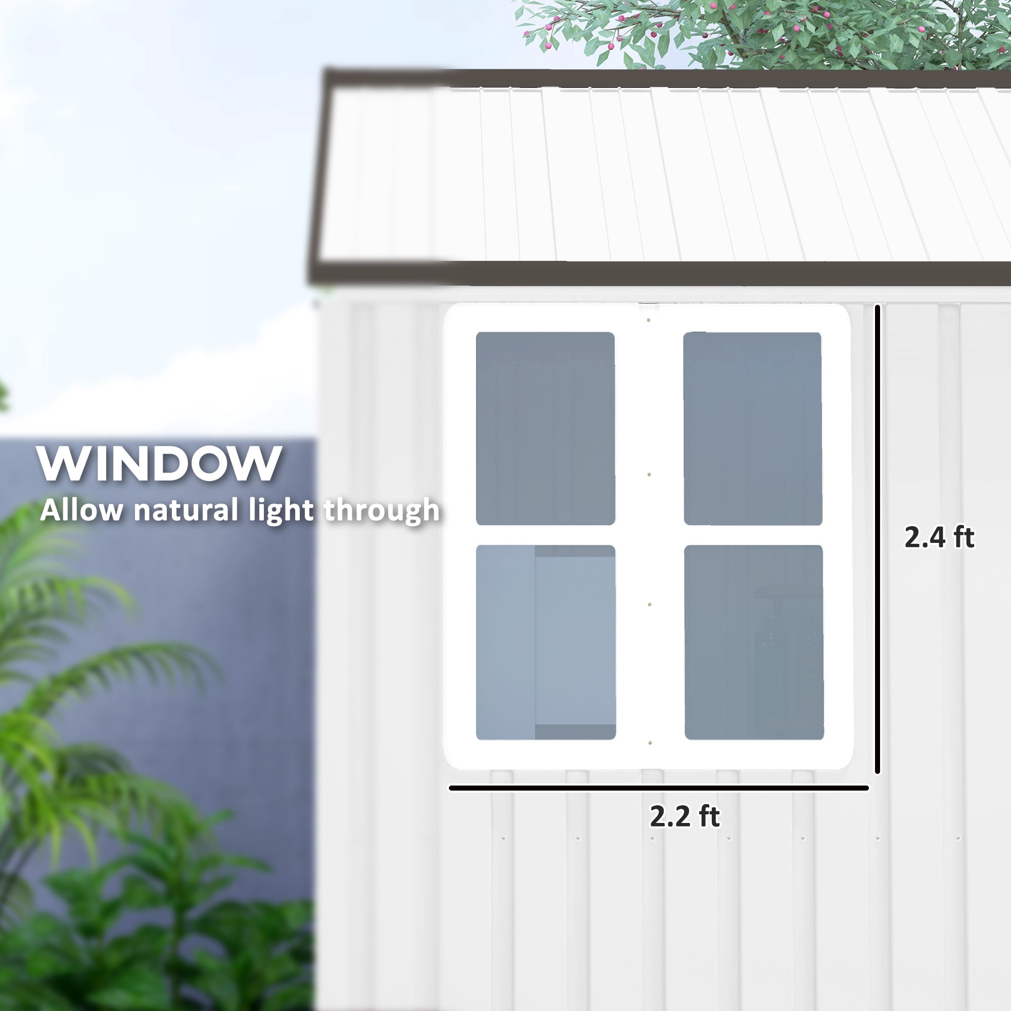 Outsunny 8' x 6' Outdoor Storage Shed, Extra Large Metal Garden Shed with Lockable Doors, Cottage Style 4-Pane Window & Vents, White