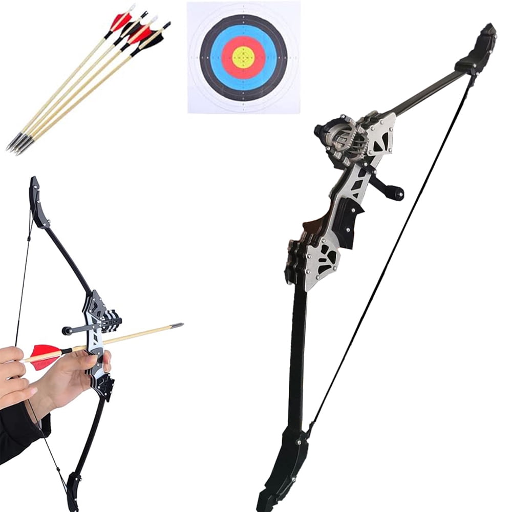 SNOWEAGLE 18.7-inch Bow And Arrow,Stainless Steel Mini Bow , Arrow Mini Reverse Bow, Mini Composite Bow, Metal Bow, Indoor Competitive Shooting Sports Shooting