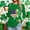A1178 Green, variant on St. Patrick's Day T-Shirt for Women American Flag Shamrock Graphic Crewneck Long Sleeve Relaxed Fit Holiday Festive Tee Irish Clover Graphic Top