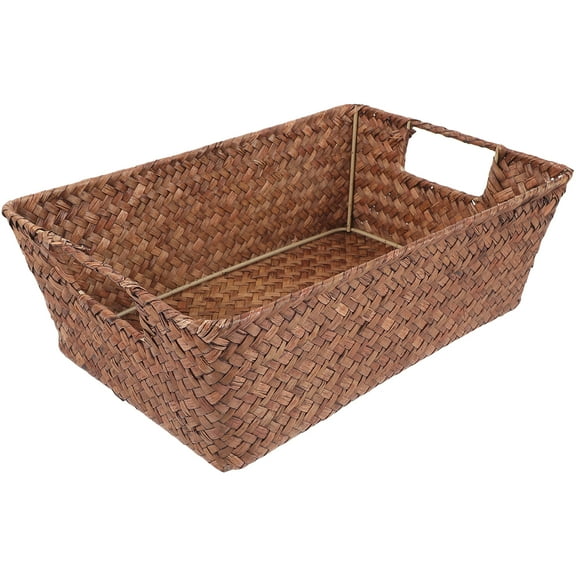 YSNOOWE Seagrass Woven Storage Basket Coffee 1Pack 11.8X7.9X3.9in