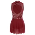 thumbnail image 5 of Choomomo Women's Lyrical Dance Dress Sleeveless Ruched Ballet Leotard Dress Modern Contemporary Dance Dresses Burgundy XL, 5 of 6