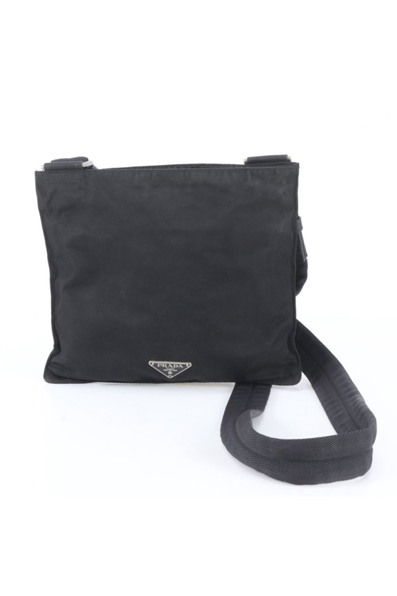 Pre-Owned Prada Tessuto Nylon Triangle Logo Shoulder Bag Messenger Black Men's