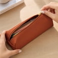 thumbnail image 4 of WONDBA PU Leather Pencil Case with zipper, simple style Brown, 4 of 5