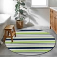 thumbnail image 3 of Round Area Rug 3.3 Ft, Green Gray Striped Washable Non-Slip Circle Carpet for Living Room/Bedroom, Farmhouse Stripes Modern Abstract Art Low-Profile Small Kitchen Mats Collection Rugs for Indoor, 3 of 8