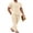 Beige, variant on Men Linen Sets Outfits 2 Piece Casual Henley Shirts Casual Yoga Pants Set Hawaiian Beach Outfit