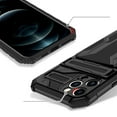 thumbnail image 5 of for iPhone 12 Pro Sliding Card Slot Back Case with Hidden Kickstand, Hybrid TPU + PC Fall Prevention Shock Absorption Anti-drop Protective Phone Case Cover for iPhone 12 Pro, Black, 5 of 9