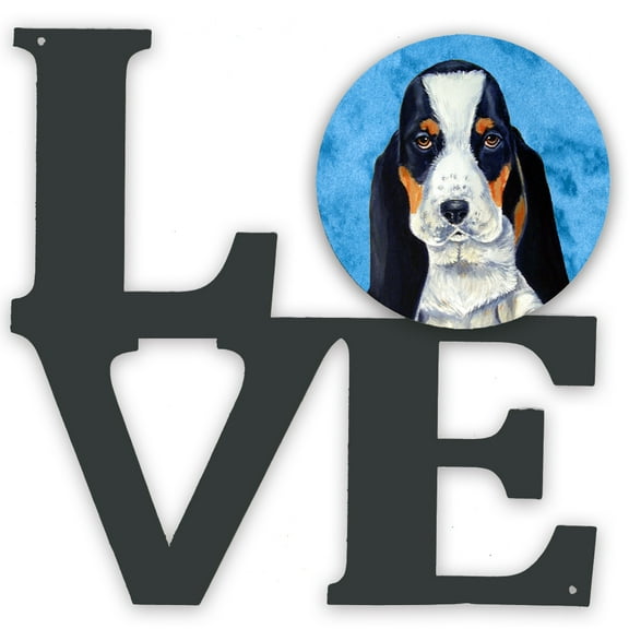 Blue Basset Hound Metal Wall Artwork LOVE