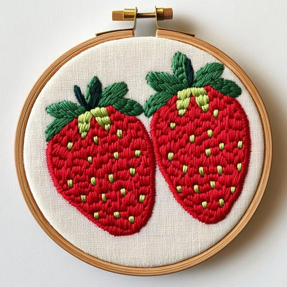 DIY Punch Needle Kits Red Strawberries Easy for Beginners Punch Needle Embroidery Set with Hoop Stamped Pattern for Craft lovers and Home Decor-9