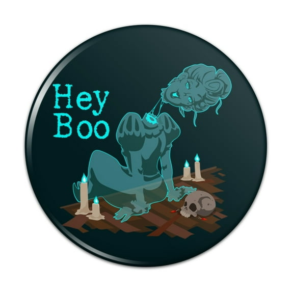 Hey Boo Victorian Headless Ghost Woman Pinback Button Pin