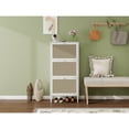 thumbnail image 6 of Rattan 3 Door Shoe Rack Cabinet, Freestanding Modern Engineered Rattan Storage with Gold Handles for Entryway,White, 6 of 26