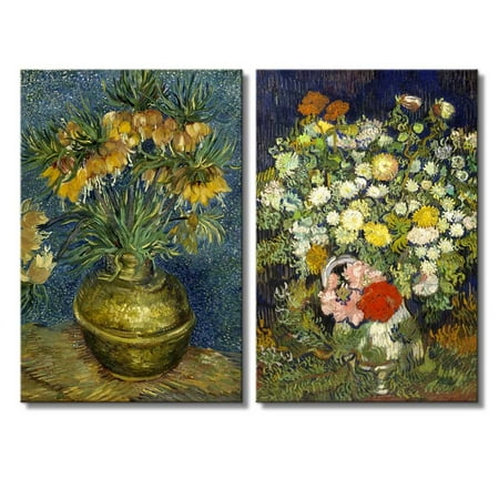 - wall26 - Still Life of Flowers in Vase by Vincent Van Gogh - Oil Painting Reproduction in Set of 2 | Canvas Prints Wall Art, Ready to Hang - 16