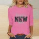thumbnail image 1 of TaTaai 3/4 Sleeve Round Neck Printed Top, Women's Loose Casual Blouse, Versatile Cool Design, Suitable for Home Daily Casual Outfits Gift, 1 of 6