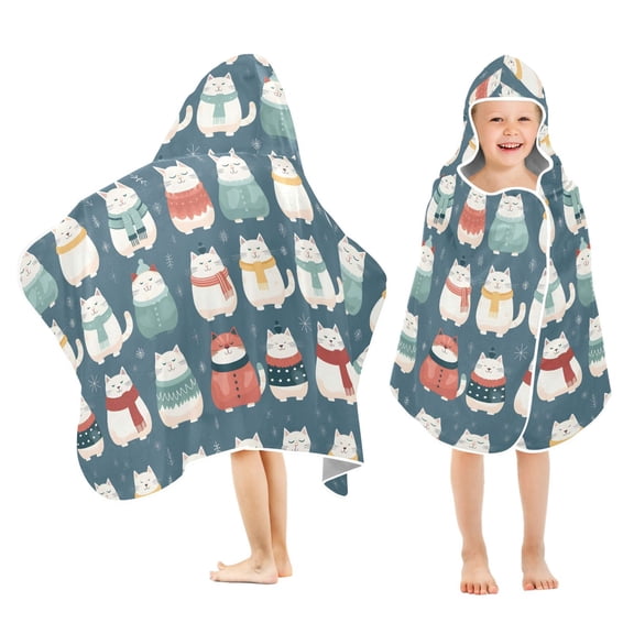 joogoo Cute Cat Kids Hooded Beach Towel Baby Bath Towel 23.5"x50"