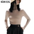 thumbnail image 2 of Camisas de manga larga con cuello alto para mujer, ajustadas, informales, con capas, 2 of 5