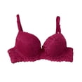 thumbnail image 2 of Fatuov Women's Lace Wire Bra Solid Color Breathable T-Shirt Bra for Outdoor, Push Up Supportive Full Coverage Lightly Lined Bra 38B, Wine, 2 of 5