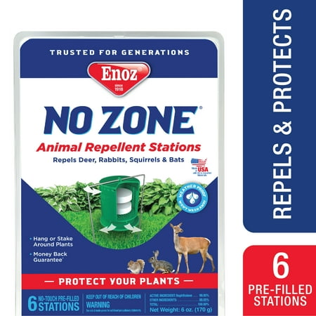 Enoz No Zone Animal Repellent Stations, Odor Repellant Pre-Filled Stations, 6 Ct