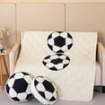 thumbnail image 2 of Couverture Coussin Sportive Compacte Imprimé Football Housse Réversible 2-en-1 Châle de Voyage 39x59 Pouces Blanc, 2 of 6