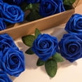 thumbnail image 2 of Scheam 25 Pieces Artificial Flower Roses, Real Touch Fake Foam Roses for DIY Bouquet Wedding Party Baby Shower Home Decoration (Royal Blue), 2 of 7