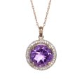 thumbnail image 2 of Galaxy Gold 14K Solid Rose Gold 24" Necklace with Natural Diamonds and a Victorian-Style Purple Amethyst Drop, 14"-24" Sizes, February Birthstone, Symbol of Serenity, 2 of 7