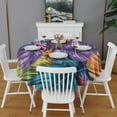thumbnail image 2 of Colorful Leaf Pattern Round Tablecloth 60"x60",Wrinkle Wipeable Table Cloth for Kitchen Dining Room Picnic Patio Party, 2 of 6