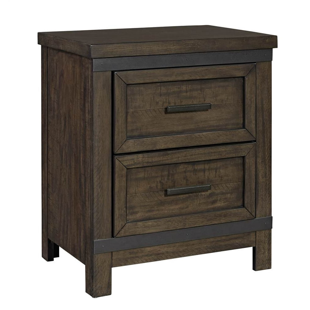 Two Drawer Nightstand in Gray Finish