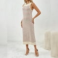 thumbnail image 3 of IDOPIP Women's 2025 Summer Sleeveless Striped Bodycon Midi Dress Crew Neck Slim Ribbed Knit Dresses, 3 of 8