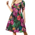 thumbnail image 1 of Llévame contigo. Vestido de manga corta con estampado tropical. Vestido de noche de hada. Vestidos elegantes y bonitos para mujer., 1 of 7