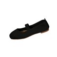 thumbnail image 2 of Willtoo Women Solid Suede Flats Ankle Strap Slip on Casual Shoes 2025 Square Toe Low Heels Vintage Fashionable Breathable Comfortable Slip Resistant Office Travel Walking Dancing Shoes Black, 2 of 6