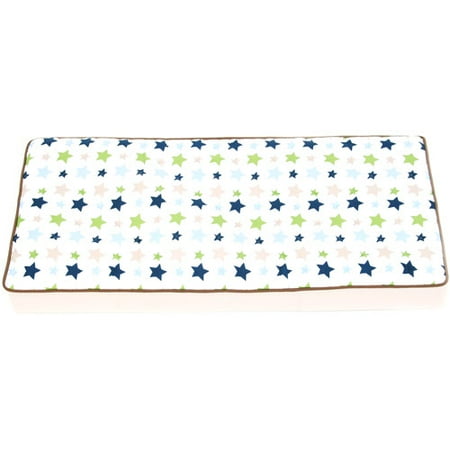 Bacati - Camo Flight Quilted Top 100% Cotton Percale with Polyester Batting Diaper Changing Pad Cover, Blue/Tan/Green