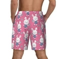 thumbnail image 3 of Kdxio Rabbit Holding Flowers Print Men's Swim Trunks with Compression Liner 7 Inch Inseam Quick Dry Swim Shorts, 3 of 7