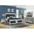 thumbnail image 2 of 1pc Silver Finish King Size Black Velvet Upholstered Panel Bed Wooden Bedroom Furniture, 2 of 2