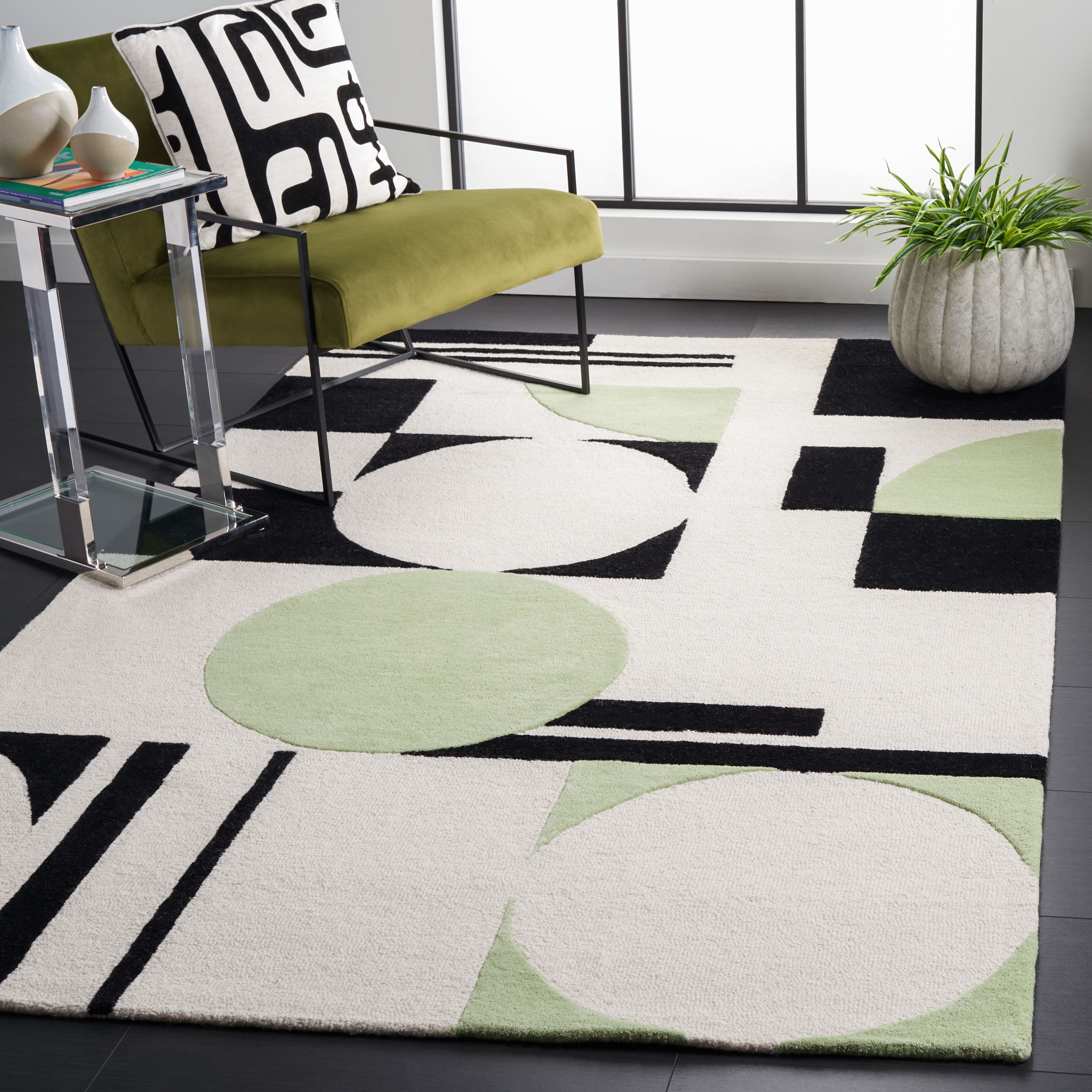 SAFAVIEH Rodeo Drive Darien Abstract Area Rug, Green/Black, 6' x 6' Square