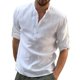 thumbnail image 1 of KB nueva blusa informal para hombre, camisa de lino y algodón, camisetas sueltas, camiseta de manga larga, camisas casuales de primavera y otoño para hombres guapos Tan Jianjun unisex, 1 of 2