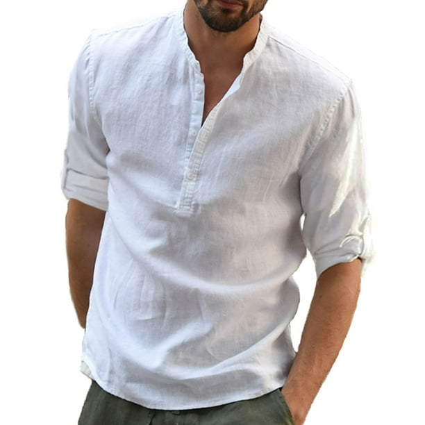 KB nueva blusa informal para hombre, camisa de lino y algodón, camisetas sueltas, camiseta de manga larga, camisas casuales de primavera y otoño para hombres guapos Tan Jianjun unisex